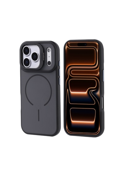 Zore İphone 17 Pro Max Kılıf M-safe Şarj Özellikli Kamera Standlı Nvth Notron Kapak - Siyah