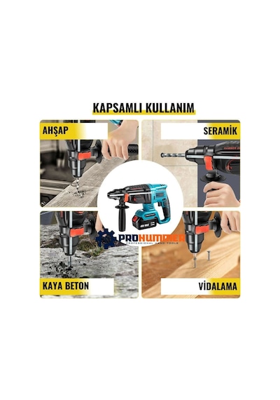 Prohummer Ph014 Kömürsüz 88vf 5ah Profesyonel Şarjlı Kırıcı Delici Matkap Mavi