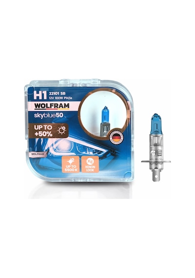 H1 Ampul Sky Blue Beyaz Işık 12v 100w - Wolfram 22101 Sb