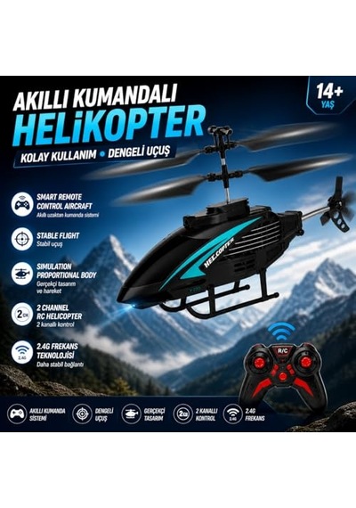 Akıllı Uzaktan Kumandalı Helikopter - 2.4ghz Engel Tanıma Özellikli, 2 Kanallı Stabil Uçuş Sağlayan Şarjlı Drone 14+ Yaş