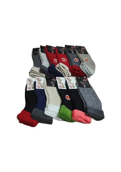 Efemicgiyimstore Bayan Kışlık Uzun Konç Katlamalı Çok Renkli Kıvrık Havlu Çorap 12'li Paket Efemicgiyimstore Bayan Kışlık Uzun Konç Katlamalı Çok Renkli Kıvrık Havlu Çorap 12'li Paket