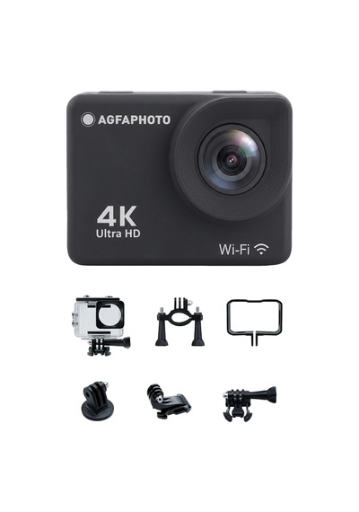 Agfaphoto Realimove Ac9000-30 Su Geçirmez Dijital Eylem Kamera Gerçek 4k Eıs Anti-shake, 170 Â Açı, 2.0 İnç Lcd Ekran, 18 Zubehörteile, Wlan Siyah M