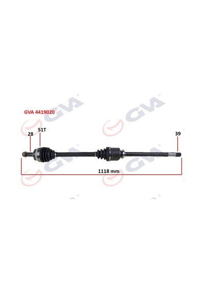 Gva 4419020 Aks Komple Ön Sağ Renault Master Iı 98 06 Opel Movano A 98 01 1.9dci 2.2dci 2.5dci 2.8dci 51diş 1118mm 7700102980- 8200052426- 8200169281