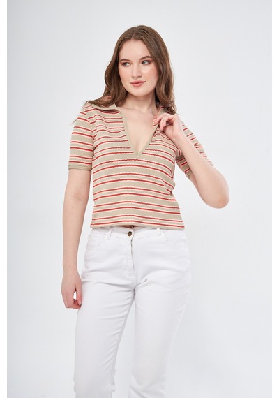 Kutaf Polo Yaka Çizgili T-shirt 001