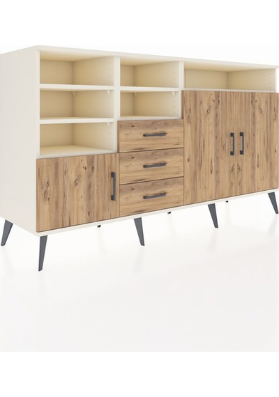 Kronos Konsol 7 Raflı 3 Çekmeceli 3 Kapaklı 176x59x99 Aytaşı-çam Aytaşı-çam