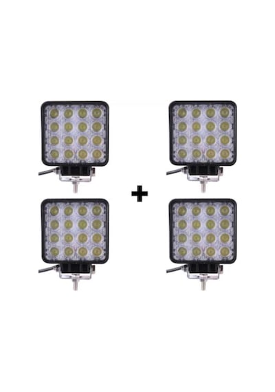 Off Road Sis Farı Lambası 16 Ledli Kare 4'lü Paket Su Geçrmez Led