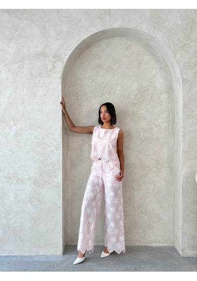 Verymoda D 2913 Nakışlı Pantolon D2913 Pembe