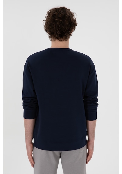 U.S. Polo Assn. Erkek Comfort Fit Bisiklet Yaka Lacivert İnce Sweatshirt 50309858-VR033