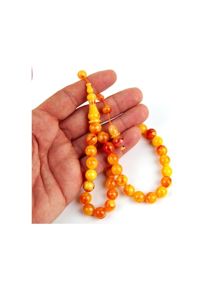 Sıkma Kehribar Küre Kesim 10mm Tesbih Sarı