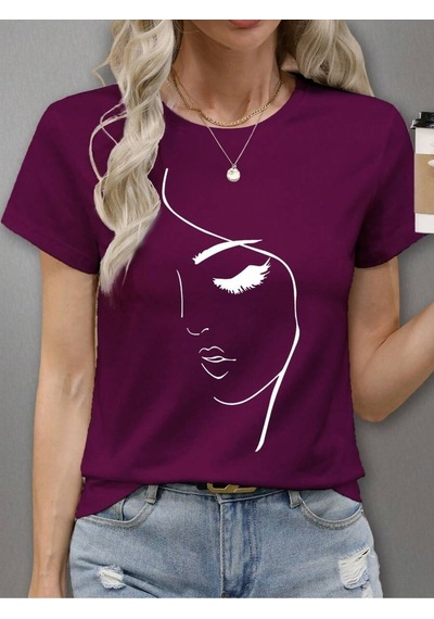 Uyguntarz Unisex Siluet Baskılı Tasarım Tshirt Mor