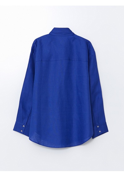 Lcw Vision Mavi Oversize %100 Keten Kadın Gömlek