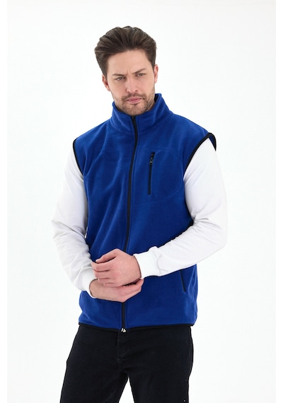 Monox Erkek Tam Fermuarlı Spor Polar Yelek Saks Mavisi