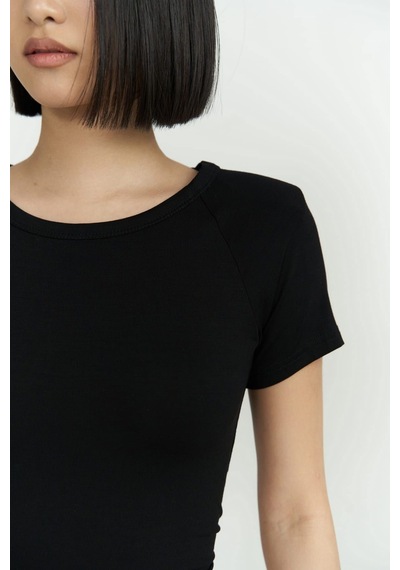 Mai Collection Mai Studios Co. Perla Vatkalı Siyah Crop Bluz Siyah