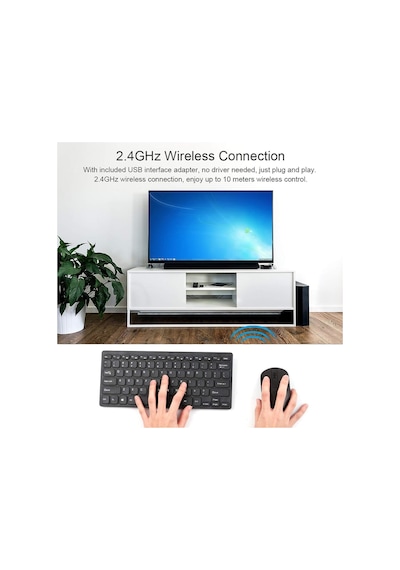 Mini Kablosuz Wireless Klavye Mouse Seti 2.4 Ghz Siyah - 607839679