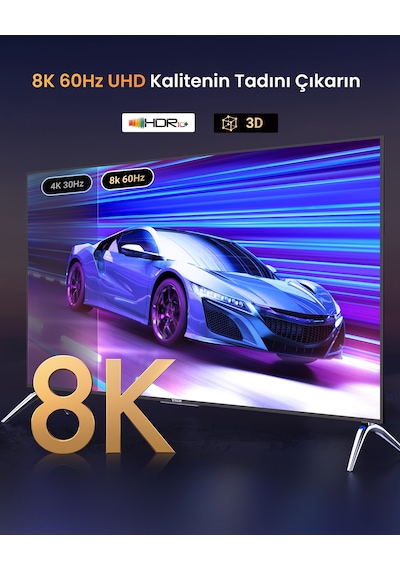 Ugreen 8k 60hz Displayport 1.4 To Hdmı 2.1 Örgülü Kablo, 2m, 80397 -