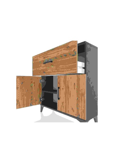Arges Şifonyer Tek Raflı Tek Çekmeceli 2 Kapaklı 88x30x96 Ant... Antrasit