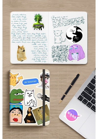 Art Sanat Aesthetic Vaporwave Laptop Sticker 20 Adet Çok Renkli