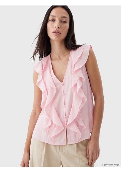 Lcw Studıo Pembe Modal Karışımlı Fırfırlı Bluz