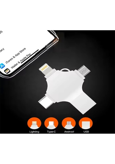Otg 4in1 Cep Telefonu Çok Fonksiyonlu Usb Flash Bellek 64 Gb Type-c, Micro Sd Ve Kart Okuyucu Çok Renkli