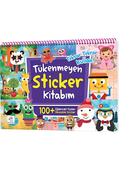 Tükenmeyen Sticker Kitabım - Eğlenceli Yüzler 100+ Tekrar Tekrar Kullanılabilen Sticker