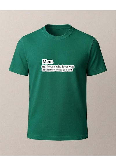 Mom N. Baskılı T-shirt Yeşil