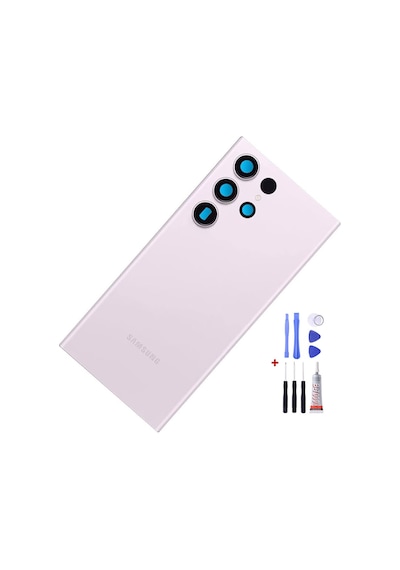 Samsung S23 Ultra Mor Uyumlu Arka Cam Kapak Pil Kapağı Tamir Set B7000 Set Mor