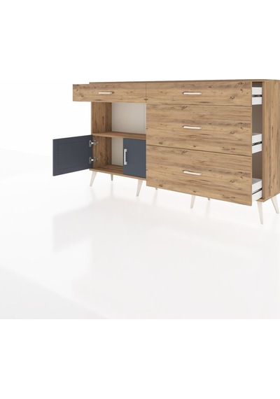 Arges Konsol Tek Raflı 4 Çekmeceli 2 Kapaklı 176x30x99 Çam-antras Çam-antrasit/çam Arges Konsol Tek Raflı 4 Çekmeceli 2 Kapaklı 176x30x99 Çam-antras Çam-antrasit/çam