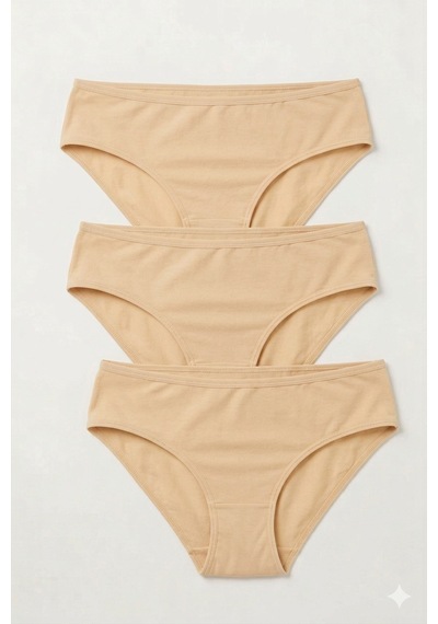 İki Yıldız İyteks Bayan Bambu Bikini Bel Külot 3'lü 2004 Ten