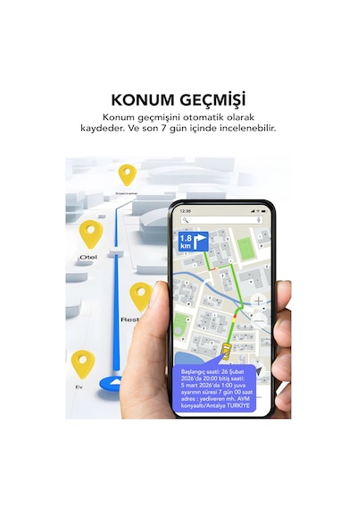 Gps Araç, Eşya Veya Çocuk Mıknatıslı Akıllı Takip Cihazı Canlı Konum Android Ve Ios Uyumlu 3 Sene Şarj