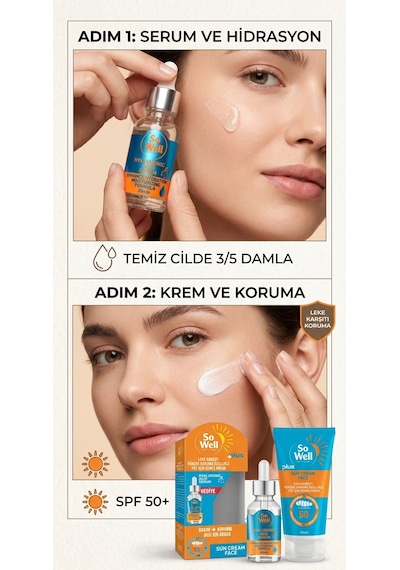 Sowell Leke Karşıtı Nemlendirici Yüz Güneş Kremi SPF50+ 75 ML + Hyaluronic Acid Serum 20 ML
