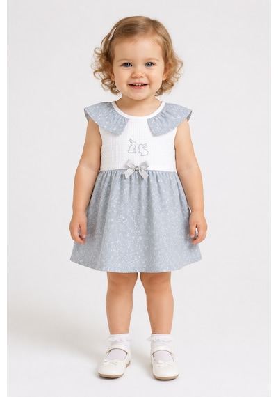Babyhola Kız Bebek Müslin Sıfır Kol Yazlık Elbise 15234 Gri