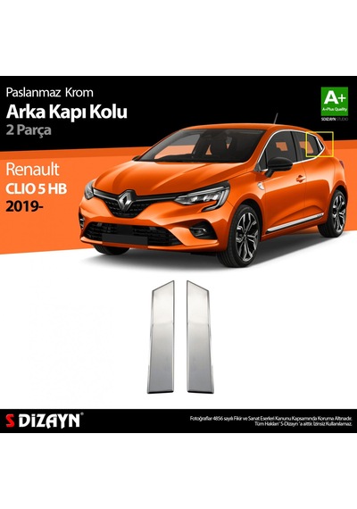 S-Dizayn Renault Clio 5 Krom Kapı Kolu Arka 2 Prç. 2019 ve   Üzeri