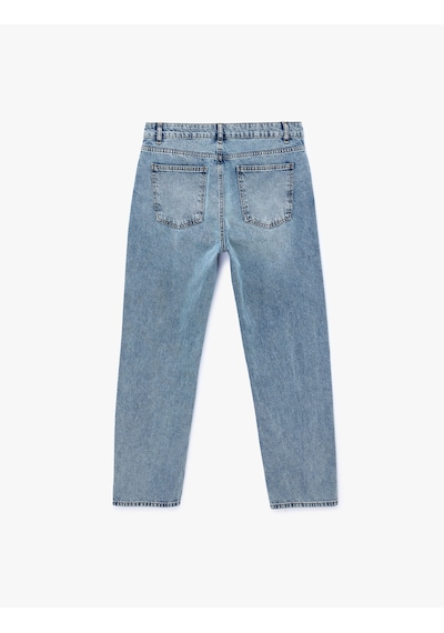 Koton Pamuklu Normal Bel Vintage Straight Jean Pantolon Petrol 6sam40263nd