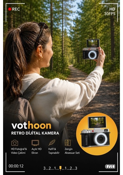 4k Çantalı Dijital Retro Video Kamera 48mp 16x Zoom Işıklı 32gb Kart Dijital Fotoğraf Makinesi Pembe Najma Belirtilmemiş