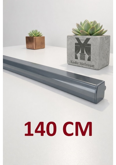 Antrasit Dekoratif Ray Alüminyum 2 Kanallı Dekoratif Metal Perde Kornişi Antrasit140cm - 855867284 Antrasit140cm
