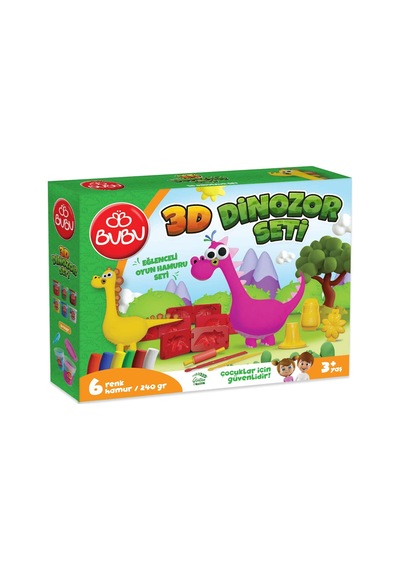 Bu-bu Oyun Hamuru Seti 3d Dinozor L Bubu-oh0012 Çok Renkli