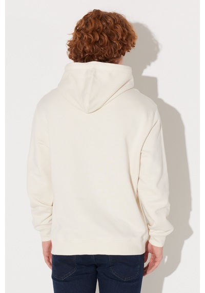 Lee Regular Fit Normal Kesim Pamuk Kırık Beyaz Erkek Içi Polarlı Kapüşonlu Sweatshirt L80YRY102 Kırık Beyaz