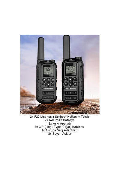 Valkyrie Pmr Baofeng 2 Li El Telsizi Seti Lisanssız Kullanım, 22 Kanal, Led Fenerli, Usb-c Şarj