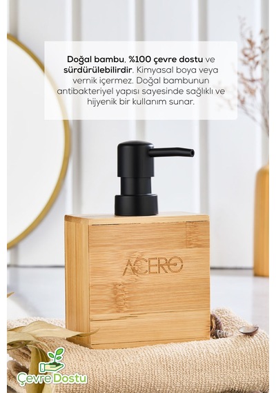 Vienev Bambu Dikdörtgen Sıvı Sabunluk Siyah Pompalı 220 Ml Çok Renkli