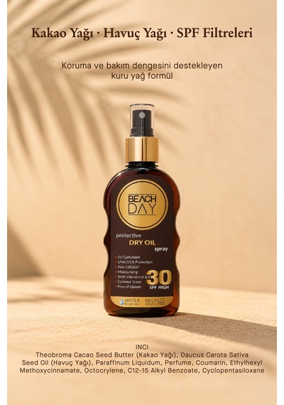 Beach Day SPF 30 Koruyucu Bronzlaştırıcı Kuru Yağ Sprey 150 ML