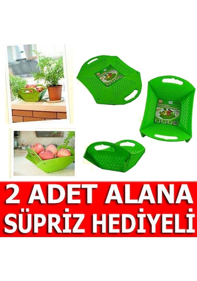 Katlanabilir Süzgeçli Meyve Sepeti Süzgeç Ekmeklik Meyvelik Sepet