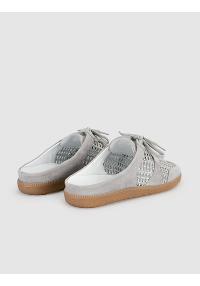 Gri Süet Deri Kadın Mule Sneaker
