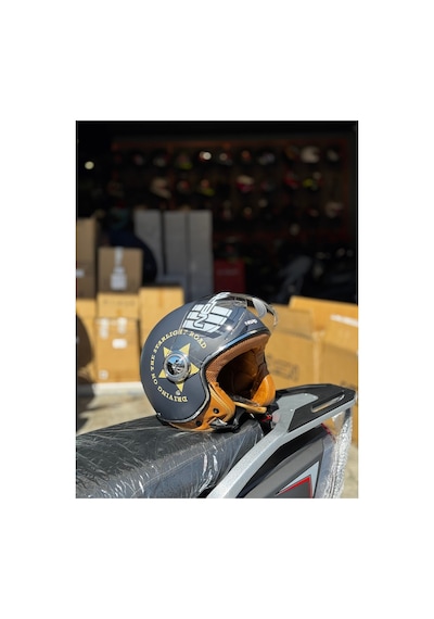 Nero Retro Motosiklet Kask - Ece Sertifikalı Gri