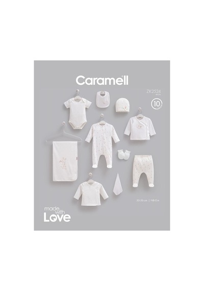 Caramell %100 Pamuk Love Bunny 10'lu Hastane Çıkışı Set 0-3 Ay 50-56 Cm Ekru Crml.zk2524.ekr