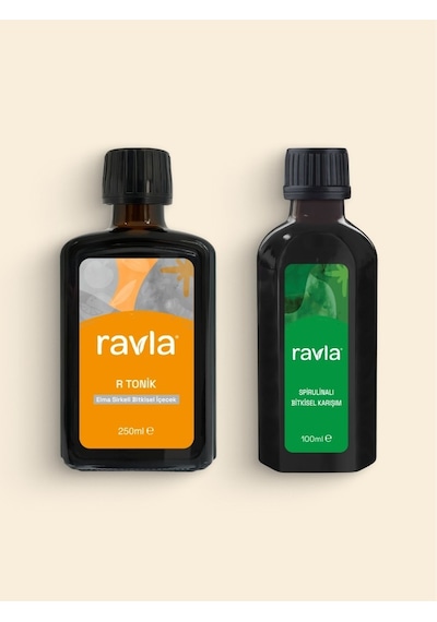 Ravla R Tonik Elma Sirkeli Bitkisel İçecek 250 ML + Spirulinalı Bitkisel İçecek 100 ML