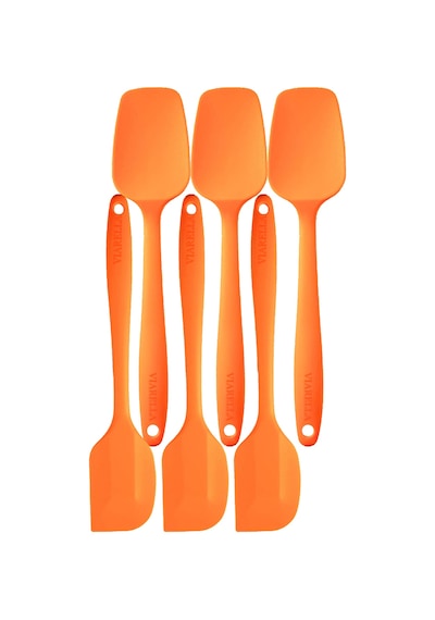 Silikon Kaşık Spatula Seti 6lı Yanmaz Yapışmaz Çizmez Turuncu27cm