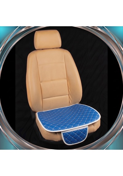 Subaru Forester Uyumlu 3 Parça Cepli Oto Koltuk Minderi Mavi Deri Beyaz Dikişli