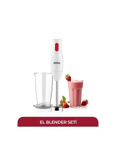 Sinbo Shb-3102 El Blenderi Çubuk Blender, Paslanmaz Çelik Uç, Ölçü Kabı Dahil, Çorba Sos Püre Smoothie Hazırlama, Ergonomik Tutuş, Beyaz