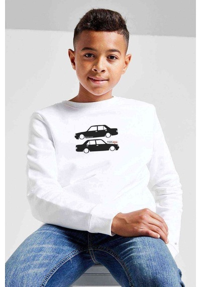 Tshirthane Şahin Baskılı Unisex Çocuk Beyaz Sweatshirt (534774916)