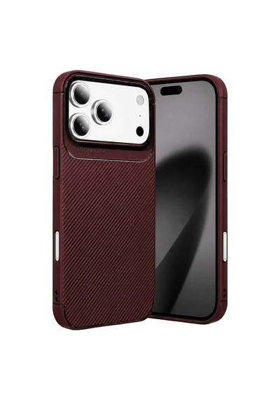 Newface Apple İphone 18 Pro Auto Focus Karbon Kapak - Bordo Evimdeyokyok